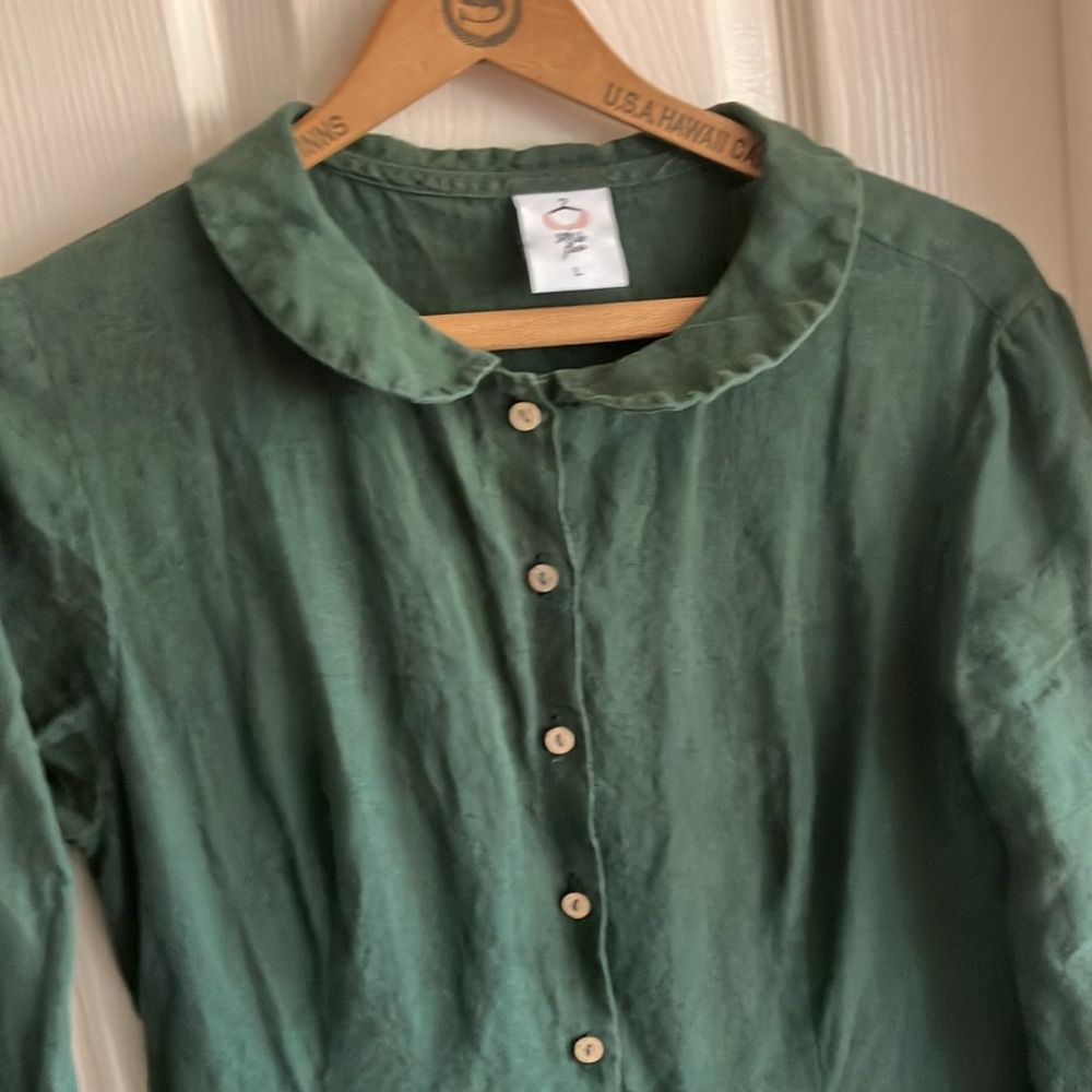 Son de Flor Large Classic Dress with Peter Pan Collar Long Sleeve Green - Picture 2 of 10